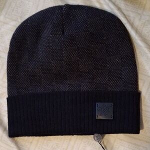 Louis Vuitton Black and Dark Gray Knit Cuffed Beanie